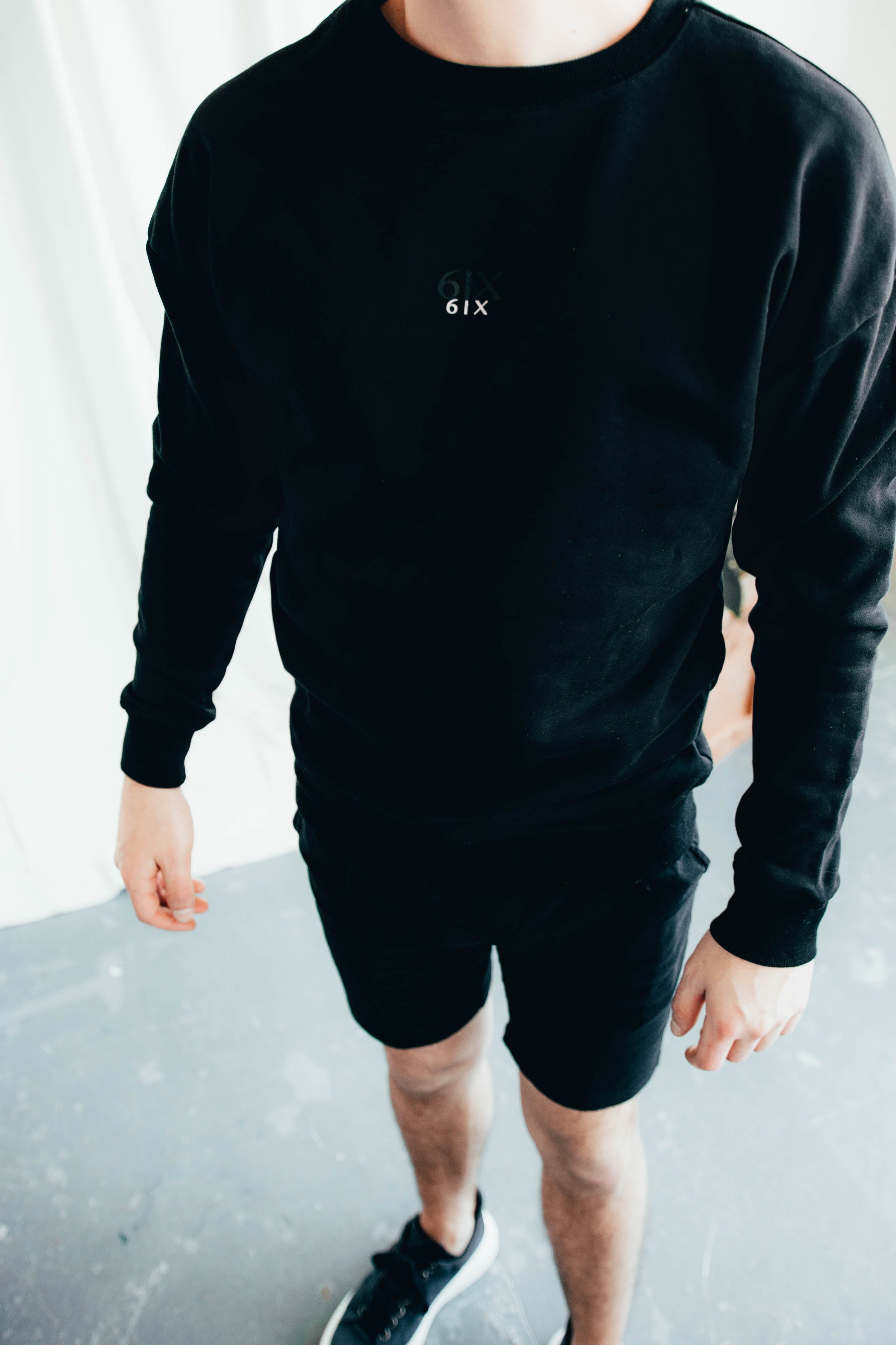 6IX CREW NECK JUMPER BLACK - 6IX Collection 