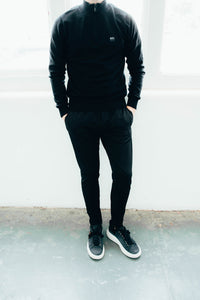 6IX MERINO ZIP NECK JUMPER BLACK FEAT. CONTRAST LOGO - 6IX Collection 