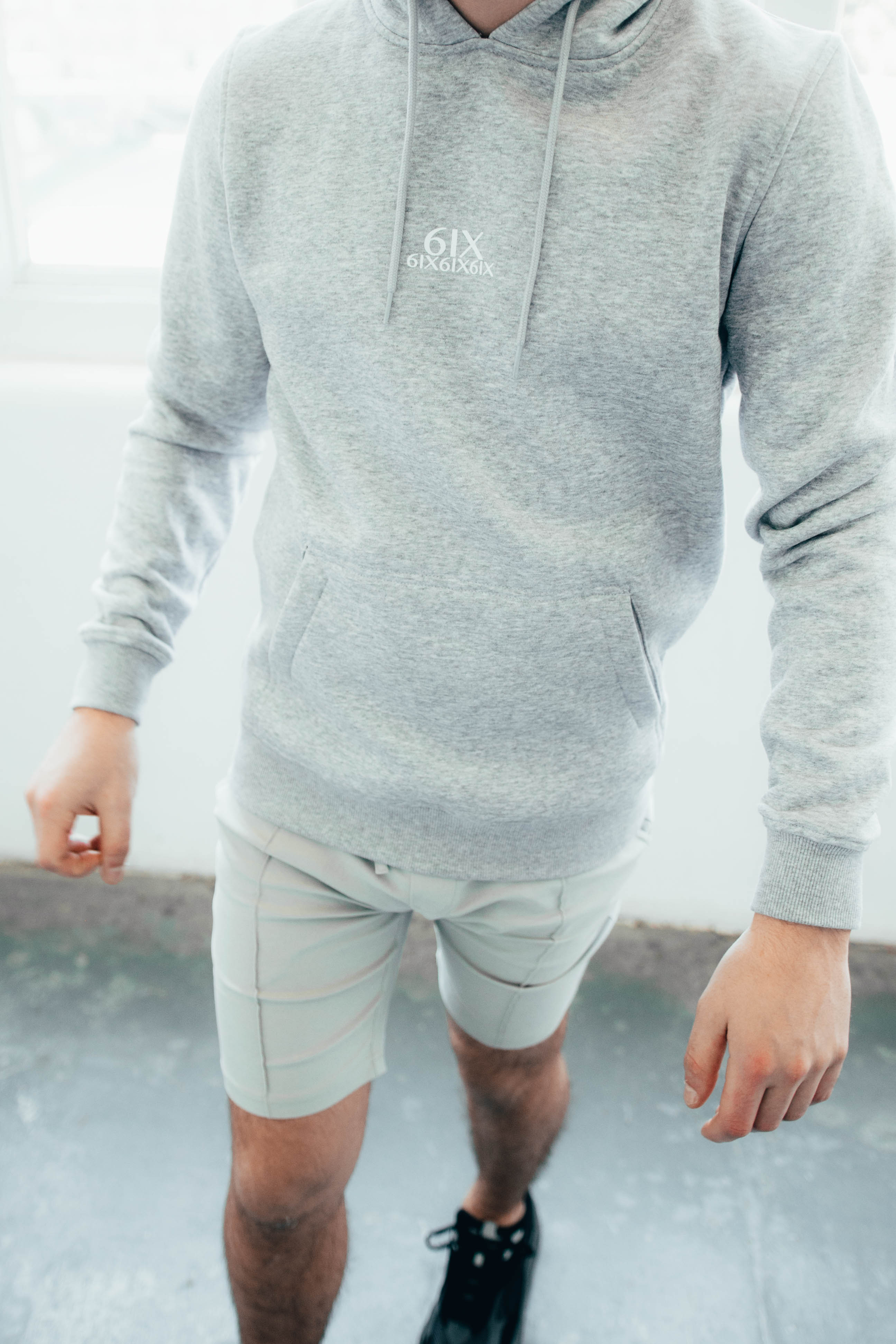 6IX SIGNATURE LOGO HOODIE LIGHT GREY - 6IX Collection 
