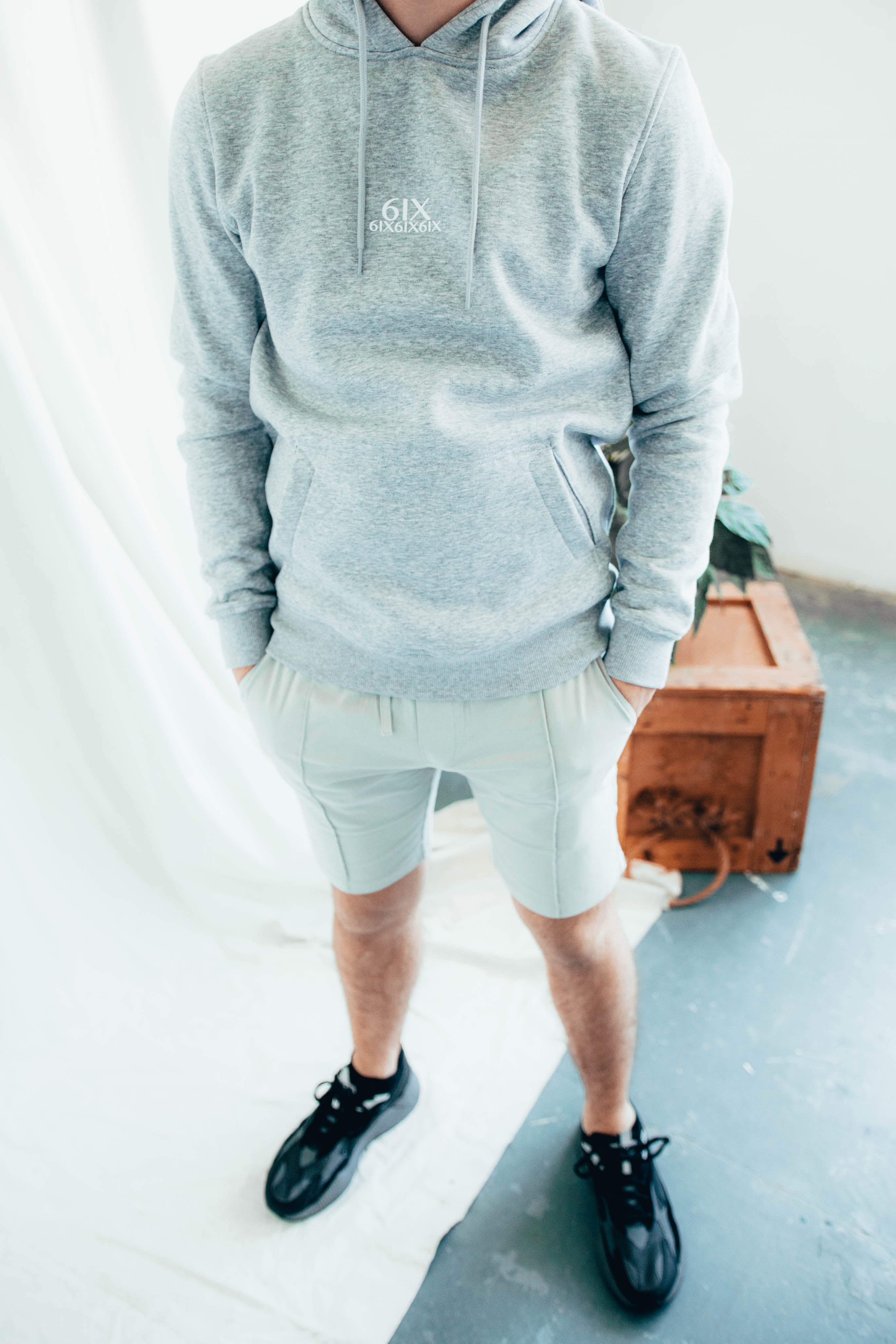 6IX SIGNATURE LOGO HOODIE LIGHT GREY - 6IX Collection 
