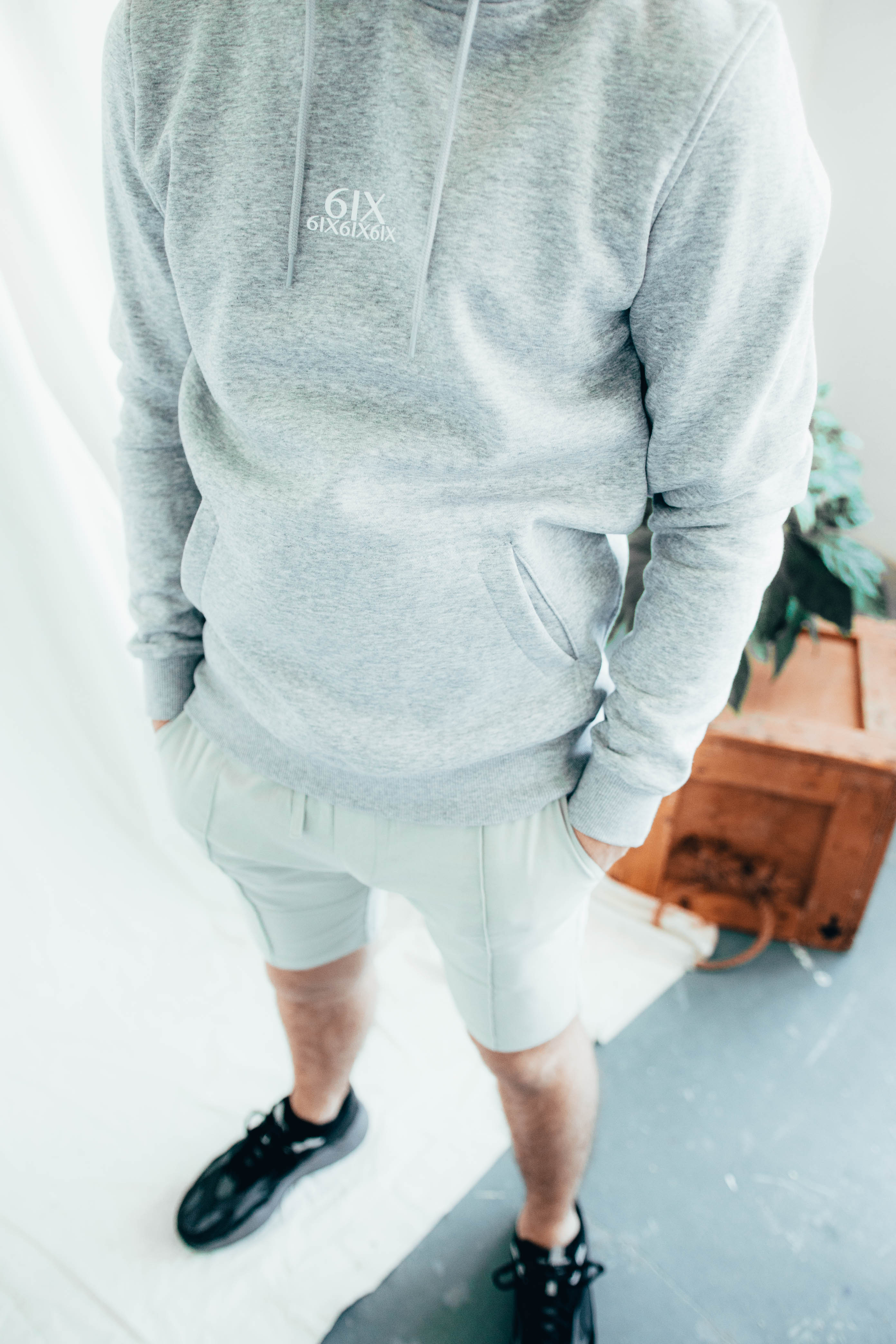 6IX SIGNATURE LOGO HOODIE LIGHT GREY - 6IX Collection 