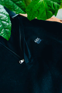 6IX MERINO ZIP NECK JUMPER BLACK FEAT. CONTRAST LOGO - 6IX Collection 