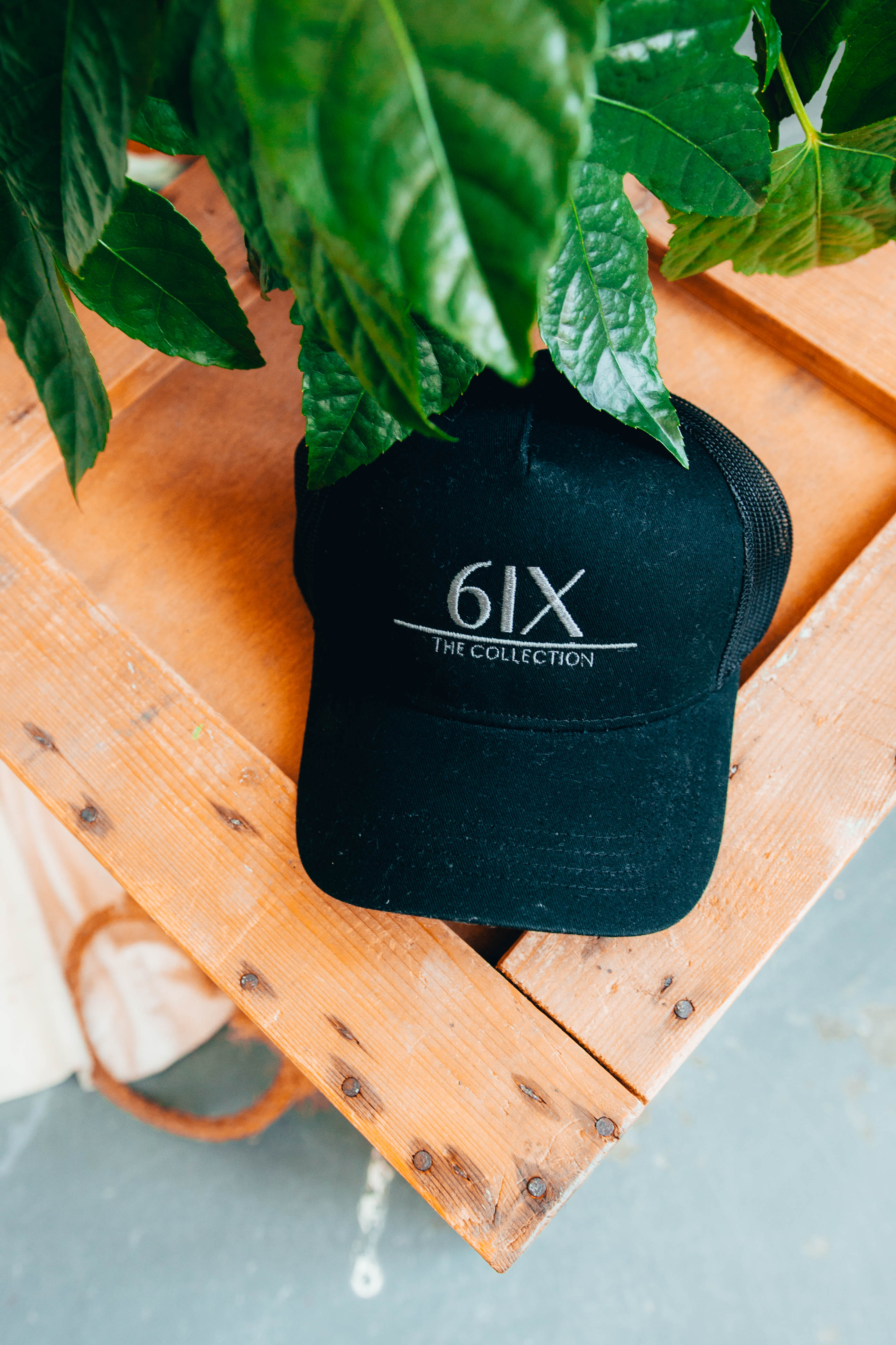 6IX LOGO CAP BLACK W/ GREY CONTRASTING & MESH PANEL - 6IX Collection 