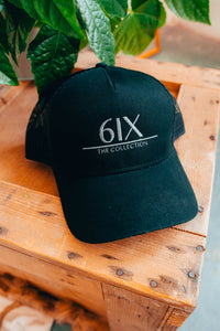 6IX LOGO CAP BLACK W/ GREY CONTRASTING & MESH PANEL - 6IX Collection 